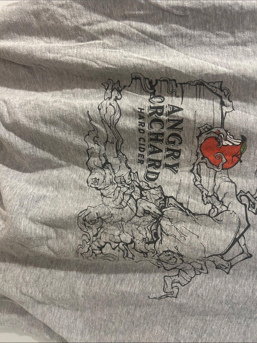 Hanes Gray Tee with Red Apple Graphic